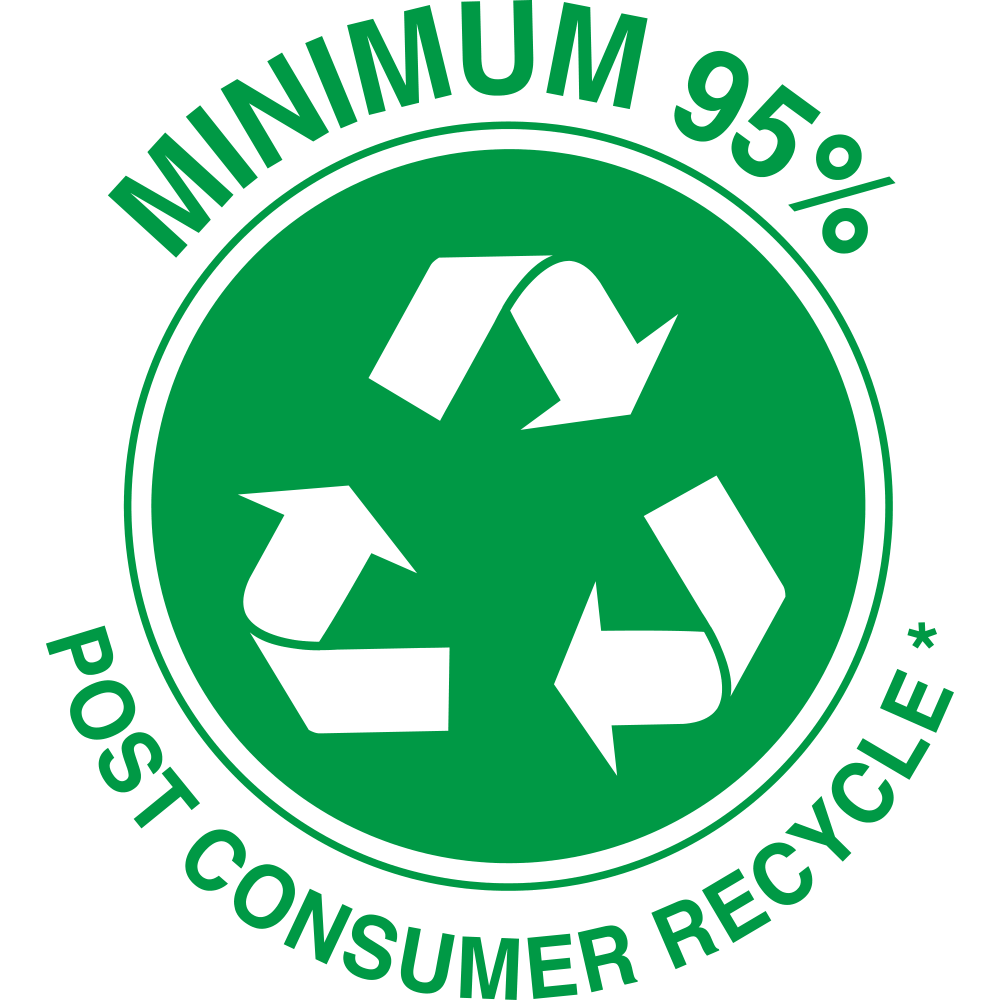 Minimum 95% post consumer recycled